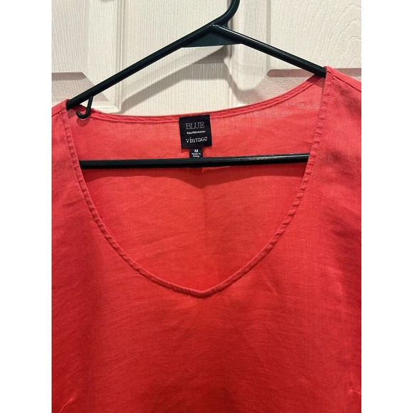 Saks‎ Fifth Avenue 100% Linen Top Tunic Pink V-Neck Coastal Beach Medium - Picture 8 of 8